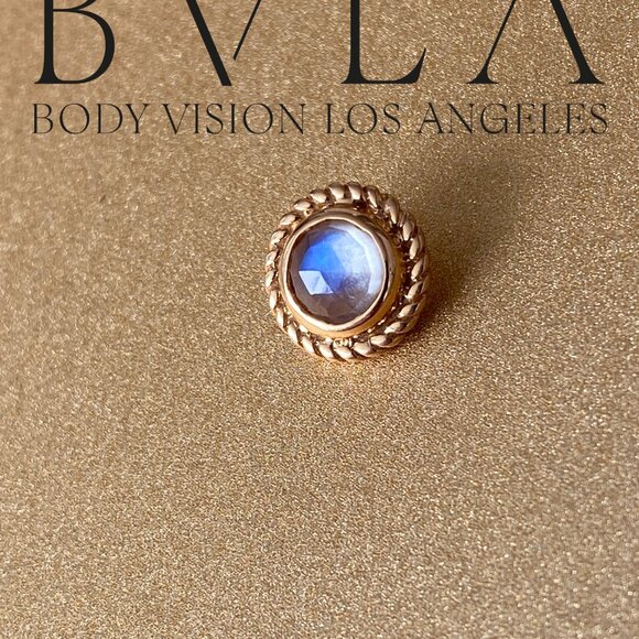 BVLA Raine - Threaded 10.5mm End in Solid 14k Rose Gold Rainbow Moonstone - Picture 6 of 10